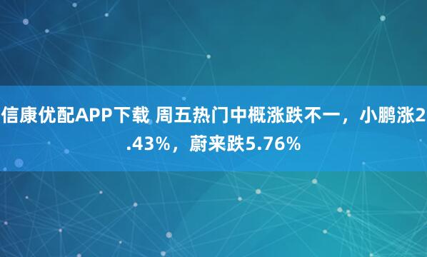 信康优配APP下载 周五热门中概涨跌不一，小鹏涨2.43%，蔚来跌5.76%