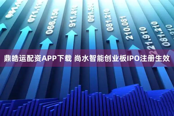 鼎皓运配资APP下载 尚水智能创业板IPO注册生效